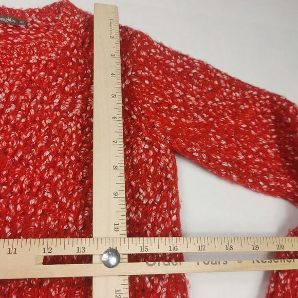 J.McLaughlin Womens Tunic Sweater Red Cable Knit Long Sleeve Cozy Pullover XS - Picture 6 of 9